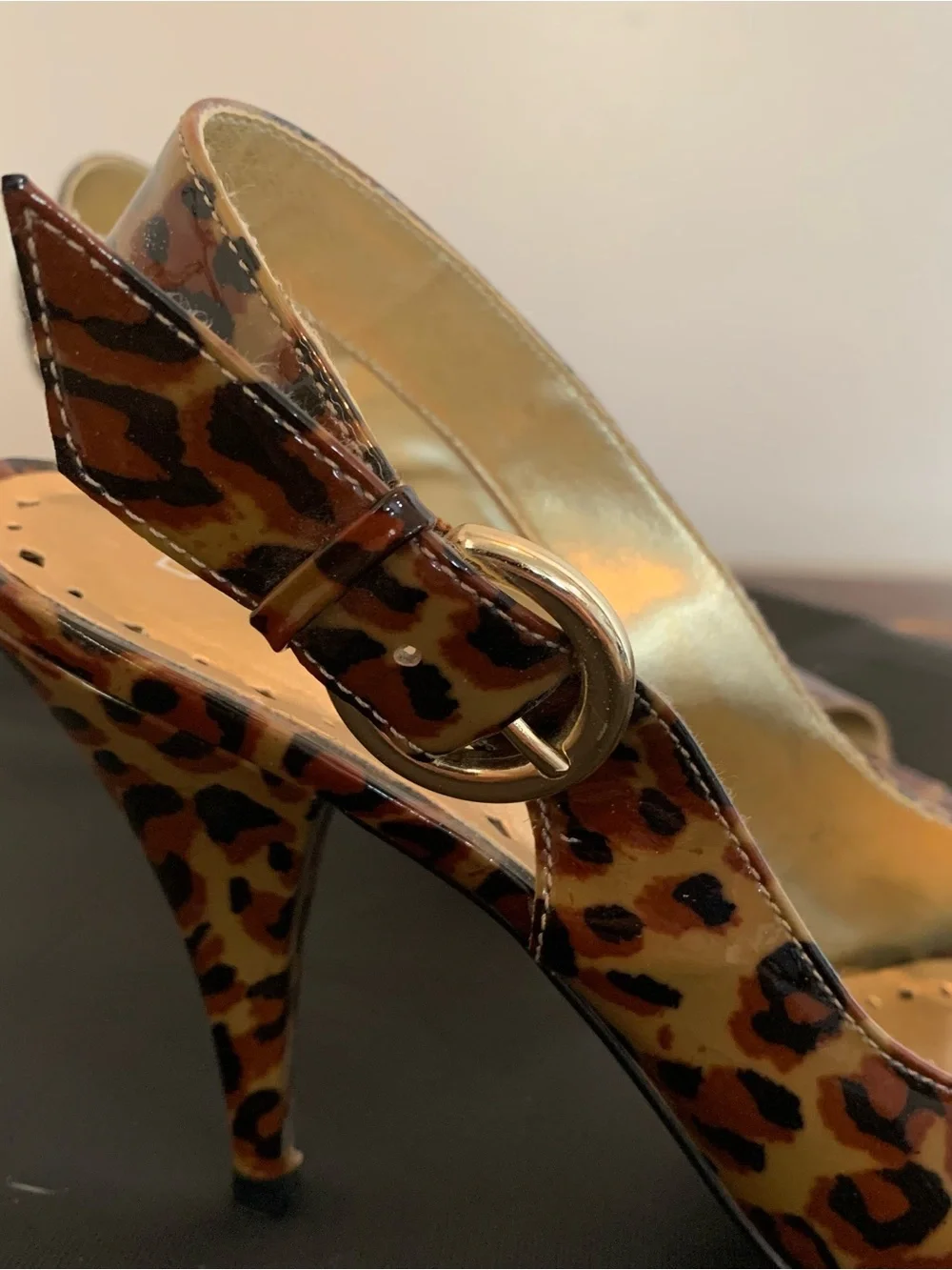 BCBGirls Leopard Print Slingback Peep-Toe Heels